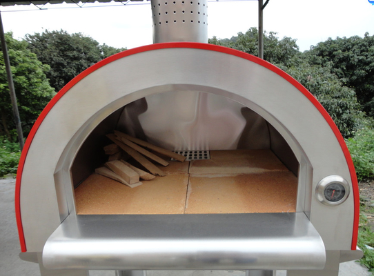 Horno encendido de madera de acero inoxidable de la pizza